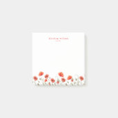 Elegante Rote Wasserfarbe Mohnblumen Blume Persona Post-it Klebezettel (Vorderseite)
