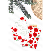 Elegante Rote Wasserfarbe Poppy Blumengarten Hochz Einladung