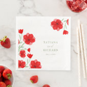 Elegante Rote Wasserfarbe Poppy Blumenzwiese Serviette (Beispiel)