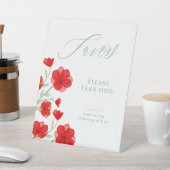 Elegante Rote Wasserfarben Poppy Blumenfavoriten Sockelschild (In SItu)