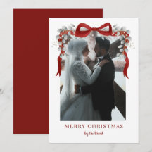 Elegante rote Weihnachts-Fotokarten mit Letterpres