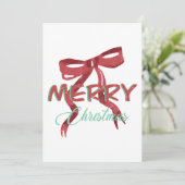 Elegante rote Weihnachts-Schleife Weihnachtskarte Einladung (Stehend Vorderseite)