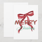 Elegante rote Weihnachts-Schleife Weihnachtskarte Einladung (Vorne/Hinten)