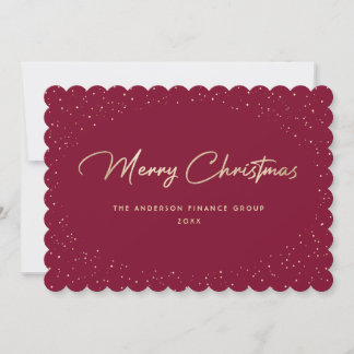 Elegante rote Weihnachtsgeschäftskarte mit Gold Feiertagskarte