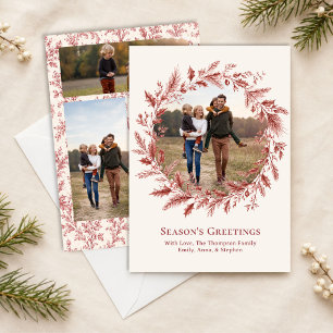 Elegante rote Weihnachtsgirlande Fotocollage Feiertagskarte