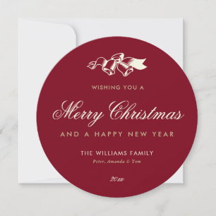 Elegante rote Weihnachtskarte im goldenen Design Feiertagskarte