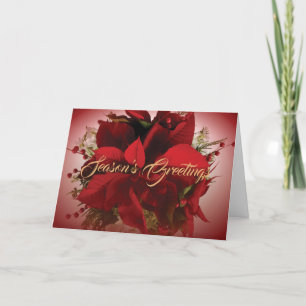 Elegante rote Weihnachtspoinsettie Feiertagskarte