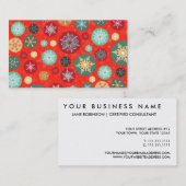 Elegante rote Weihnachtsschneeflocke-Retro Muster Visitenkarte (Vorne/Hinten)