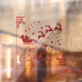 Elegante Rote Weihnachtsschneeflocken mit dem Weih Fensteraufkleber (Blatt 2)