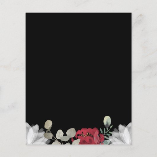 Elegante Rote Weiße Blumengrün Einladung Hochzeit (Rückseite)