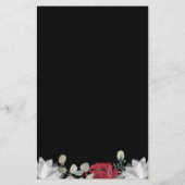 Elegante Rote Weiße Blumengrün Einladung Hochzeit (Rückseite)