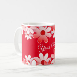 Elegante rote weiße Blumenhochzeit Kaffeetasse