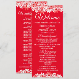 Elegante rote weiße Blumenhochzeit Programm