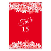 Elegante rote weiße Blumenparty Tischnummer (Rückseite)