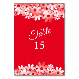 Elegante rote weiße Blumenparty Tischnummer