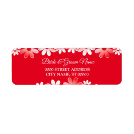 Elegante rote weiße florale Hochzeit-Rücksendeadre