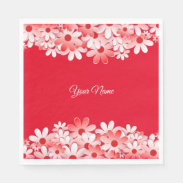 Elegante rote weiße florale Namensparty Serviette