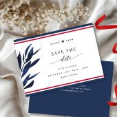 Elegante rote, weiße und blaue Streifen, Leaf Wedd Save The Date