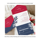 Elegante rote, weiße und blaue Streifen, Leaf Wedd Save The Date