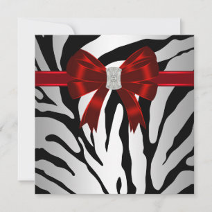 Elegante rote Zebra-Party-Einladung Einladung