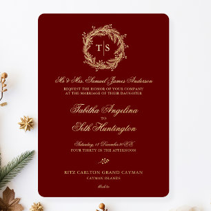 Elegante Rotgold Hochzeit Folieneinladung