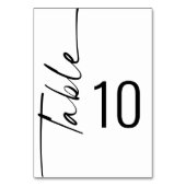 Elegante, rotierte Kalligraphie Schwarz-weiße Hoch Tischnummer (Vorderseite)