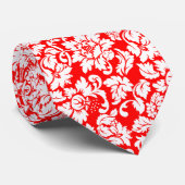 Elegante Rotund Weiße Flora Damaskus Krawatte (Gerollt)