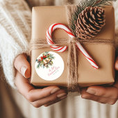 Elegante Round Christmas Stickers |Rot, Grün, Gold