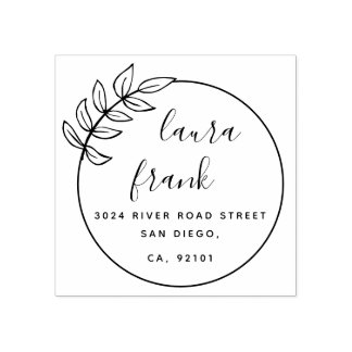 Elegante Round Couple Names Wedding Rücksendeadres Gummistempel