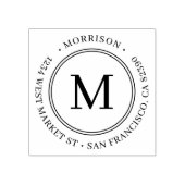 Elegante Round Monogram Family Name Rücksendeadres Gummistempel (Prägung)