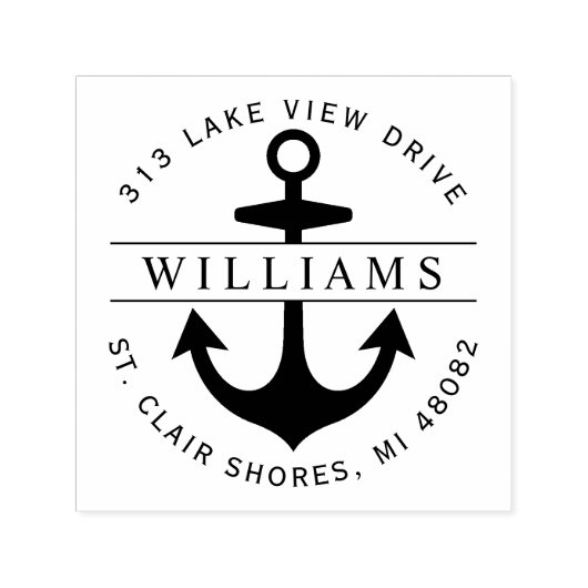 Elegante Round Nautical Anchor Rücksendeadresse Permastempel (Design)
