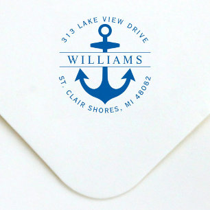 Elegante Round Nautical Anchor Rücksendeadresse Permastempel