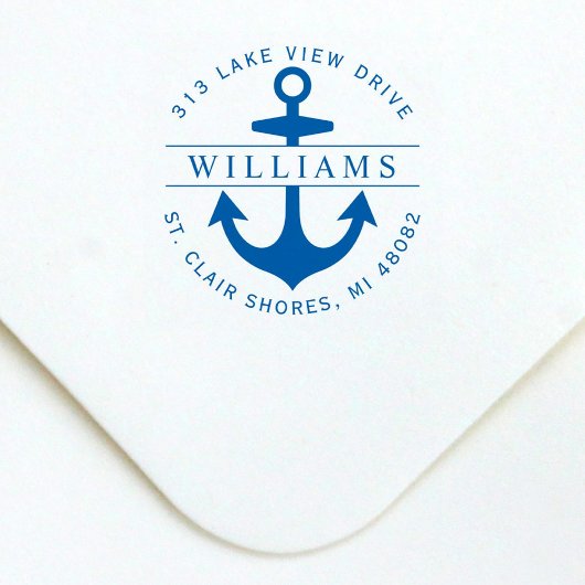 Elegante Round Nautical Anchor Rücksendeadresse Permastempel