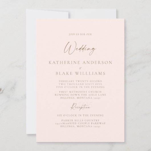 Elegante Roush Formal Church Einladung zur Hochzei (Vorderseite)