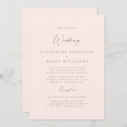 Elegante Roush Formal Church Einladung zur Hochzei (Vorne/Hinten)