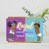Elegante Royal African Gender Reveal Lila & Blue Einladung (Stehend Vorderseite)