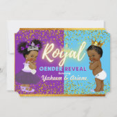 Elegante Royal African Gender Reveal Lila & Blue Einladung (Vorderseite)