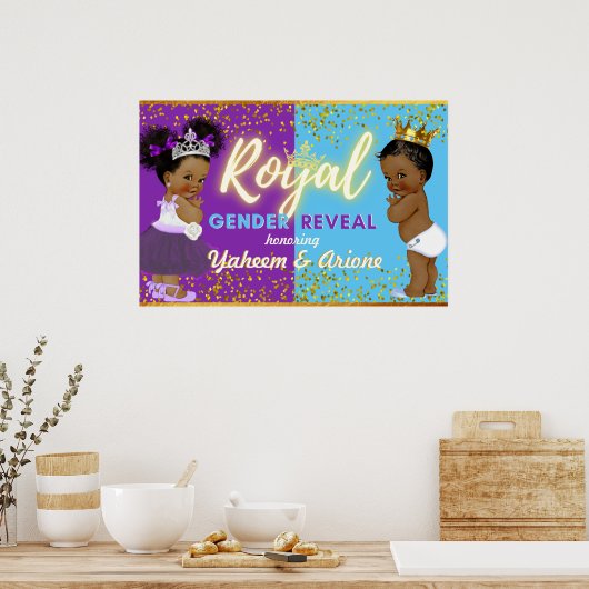 Elegante Royal African Gender Reveal Lila & Blue Poster (Küche)