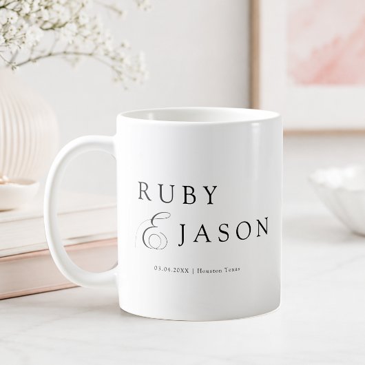 Elegante Royal Black Script Hochzeit Kaffeetasse