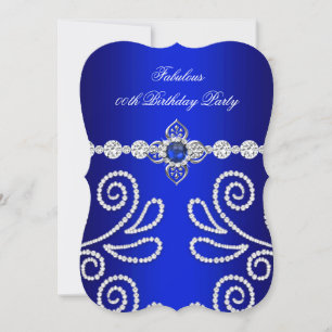 Elegante Royal Blau Diamant Perle Geburtstagsfeier Einladung