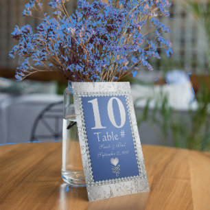 Elegante Royal Blau und Silber Tisch Nr. Einladung