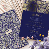 Elegante Royal Blue and Gold Islamic Wedding Folieneinladung