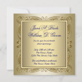 Elegante Royal Blue and Gold Wedding Einladung (Vorderseite)