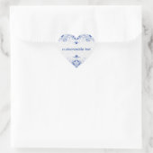 Elegante Royal Blue and White Damaskus & Wirbel 2 Herz-Aufkleber (Tasche)