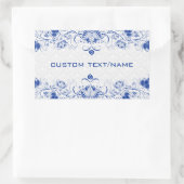 Elegante Royal Blue and White Damaskus & Wirbel Rechteckiger Aufkleber (Tasche)