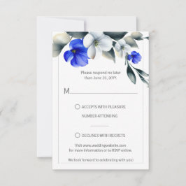 Elegante Royal Blue and White Floral UAWG RSVP Karte