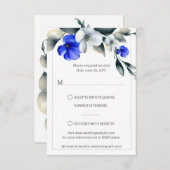Elegante Royal Blue and White Floral UAWG RSVP Karte (Vorne/Hinten)