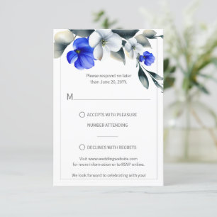 Elegante Royal Blue and White Floral UAWG RSVP Karte