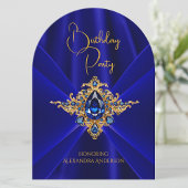 Elegante Royal Blue Birthday Gold Jewel Imitats Se Einladung