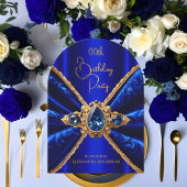 Elegante Royal Blue Birthday Gold Jewel Imitats Ve Einladung